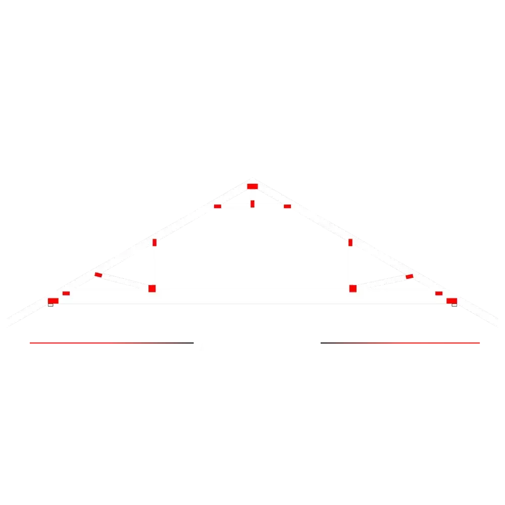 Red and white arch-shaped design with evenly spaced red square accents.