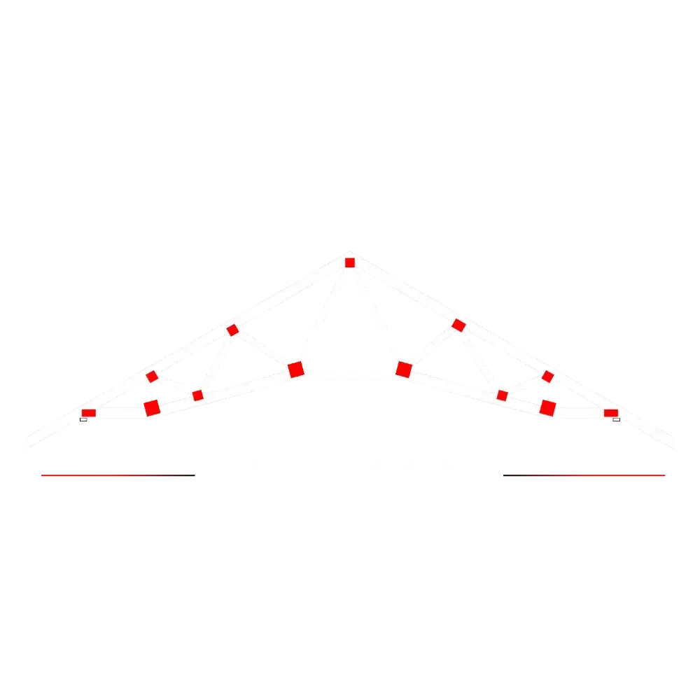 Red squares connected by white lines forming an arch.