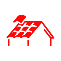 Red roof with broken tile.