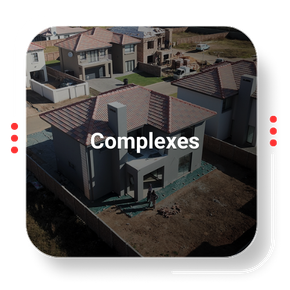 Newly constructed houses in a complex, with a 