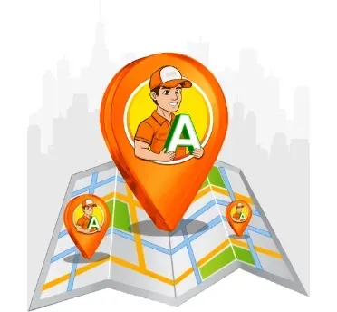 Repartidor sosteniendo una letra 