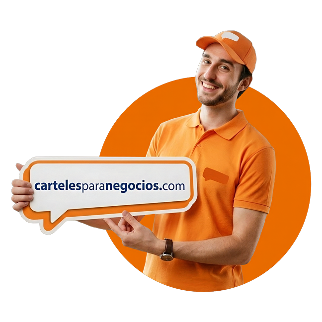 Repartidor sosteniendo una letra 