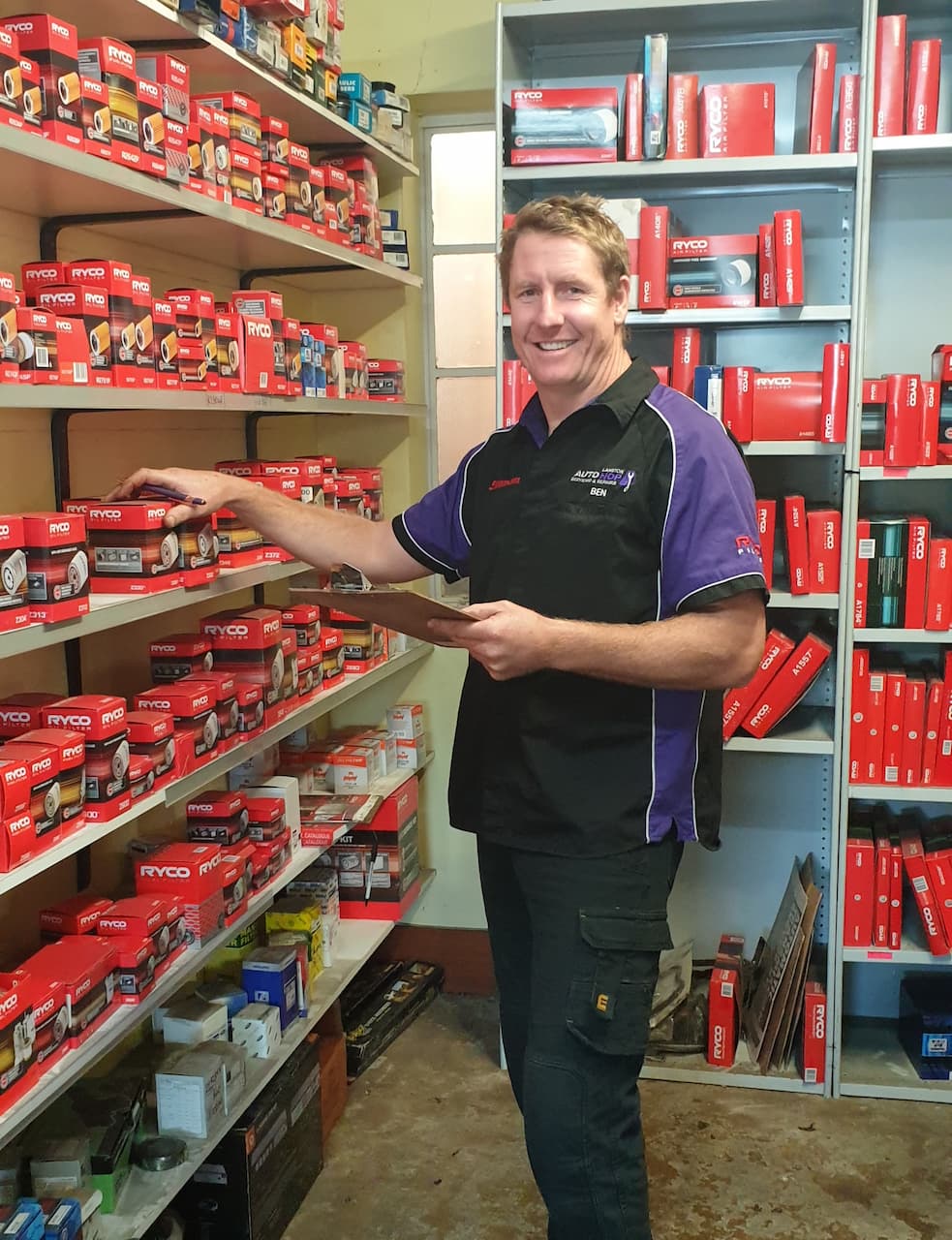 Owner Stocking Car Tools Supplies — Servicing And Repairs in Lambton, NSW
