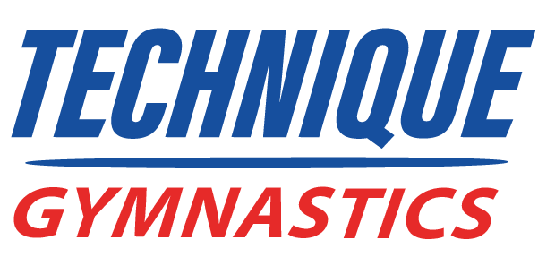 A blue and orange logo for technique gymnastics