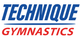 A blue and orange logo for technique gymnastics