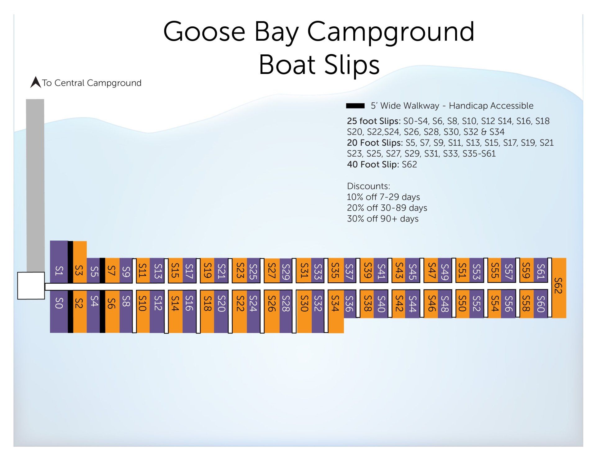 A map of the goose bay campground boat slips