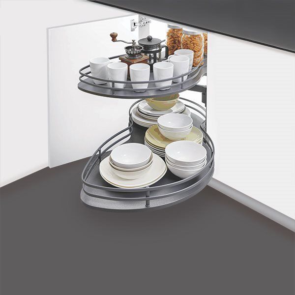 מתקן פינתי נשלף דו קומתי עם גדר אובלית לדלת 45 סמ