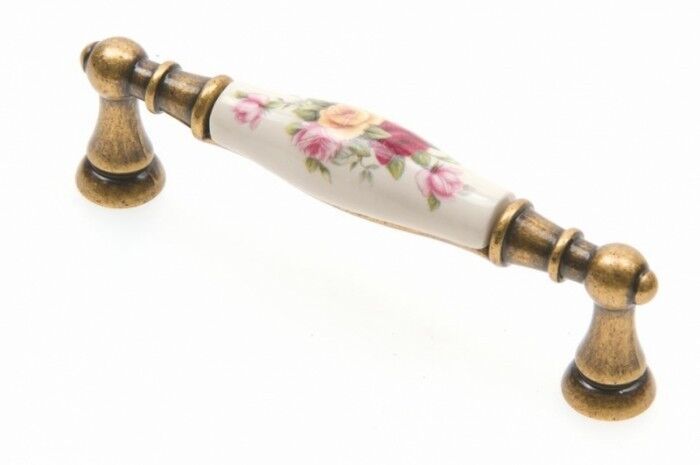 ידית פורצלן ברונזה עם פרח צבעוני