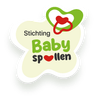 Een logo voor stichting baby spullen met een hart en speen