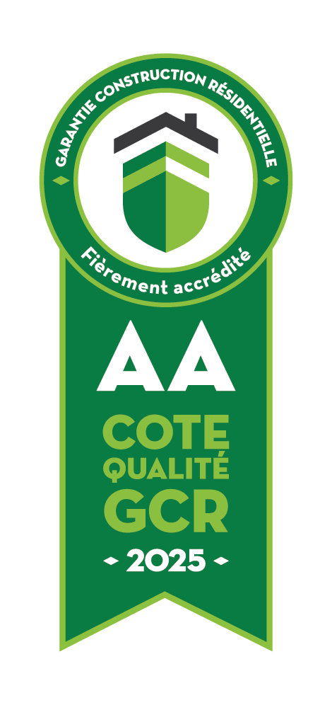 Label vert d'assurance qualité avec le texte « AA », « COTE QUALITÉ GCR - 2025 ».