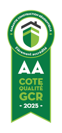 Label vert d'assurance qualité avec le texte « AA », « COTE QUALITÉ GCR - 2025 ».