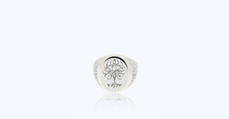 Anello bianco con albero
