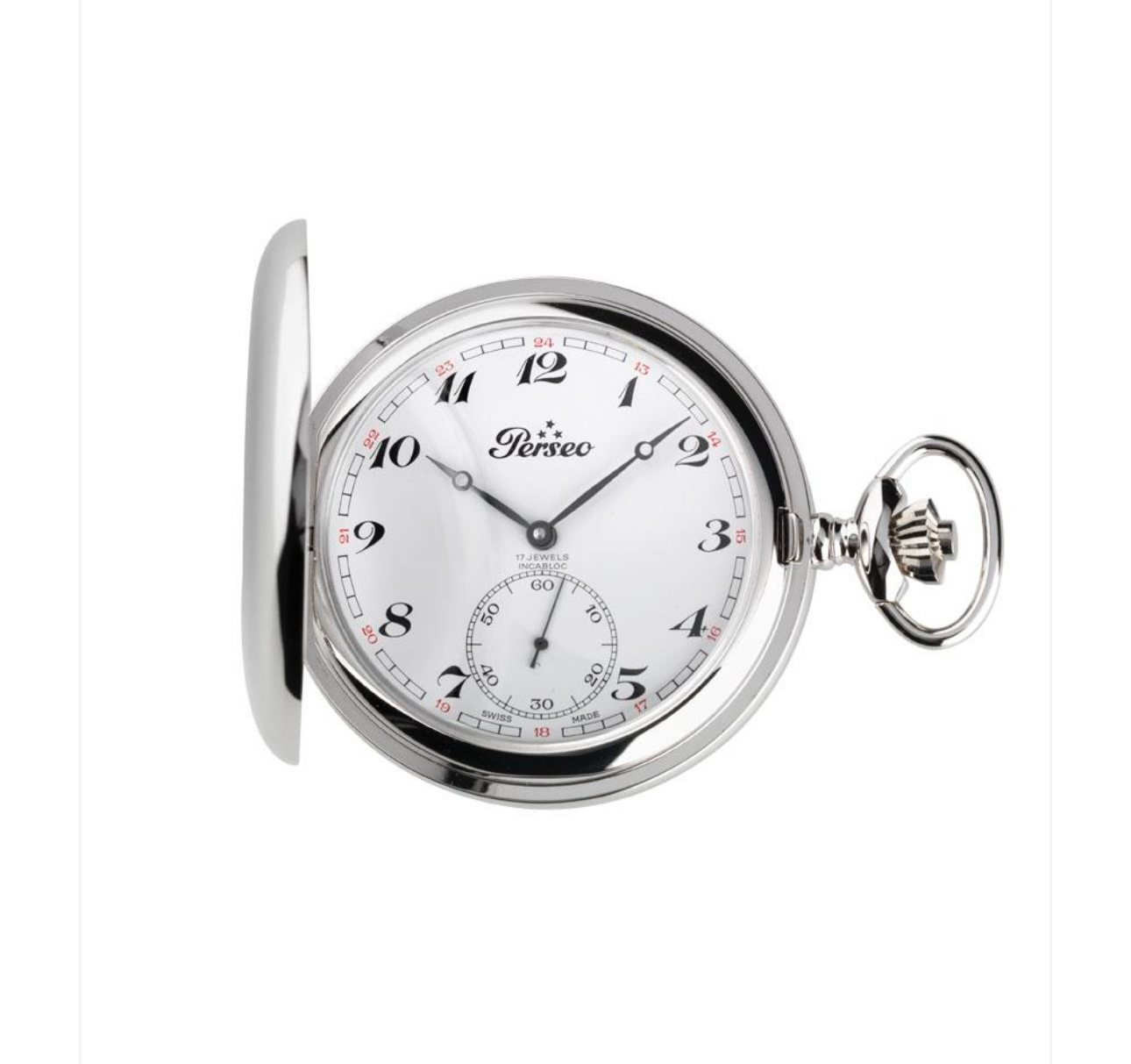 Un orologio da tasca d'argento con quadrante bianco