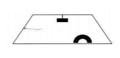 A black and white drawing of a Windshield with a long crack on the edge. 