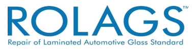 The logo for rolags repair of laminated automotive glass standard