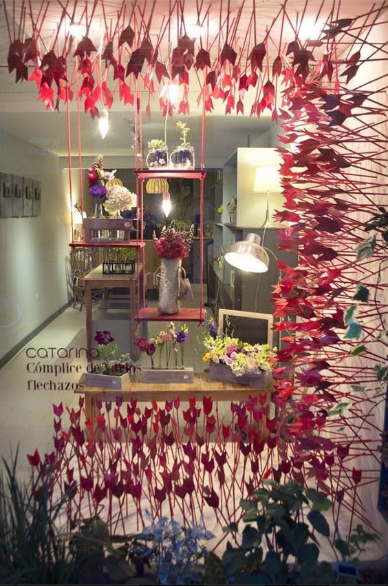 red roses in window Valentine Idea retail store