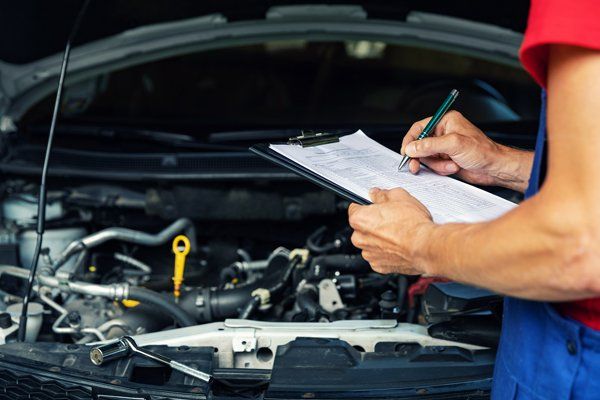 Professional mechanic taking notes for maintenance — Valley City, ND — Quality Alignment & Brake Center