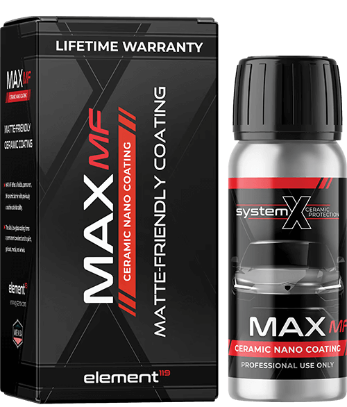 MAXAF ceramic nano coating kit box and bottle, black and silver packaging with red accents