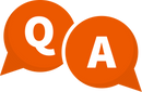 Icon of 2 speech bubbles. One has a Q in it and the other has an A in it.