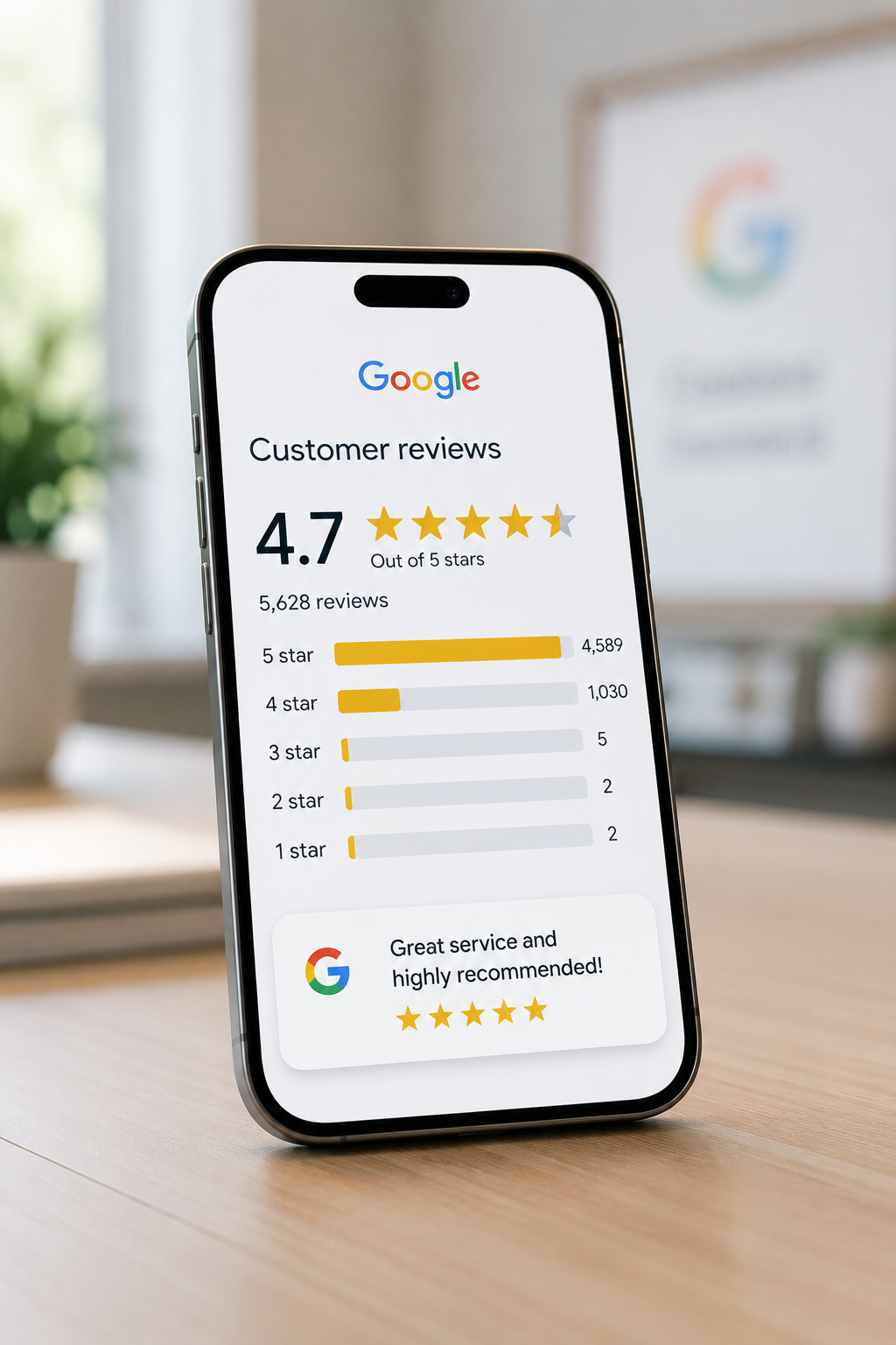 google reviews on an iphone