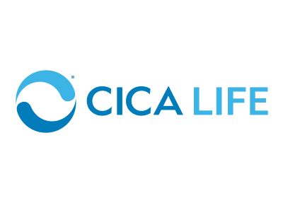 CICA LIFE logo. Blue circle with a wave-like shape, the company name in blue text.