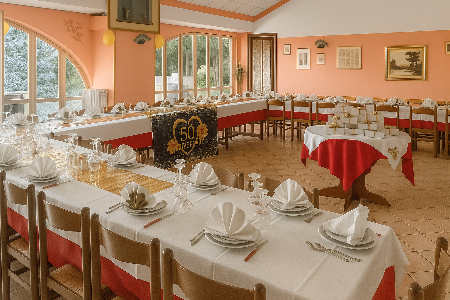 sala addobbata per evento