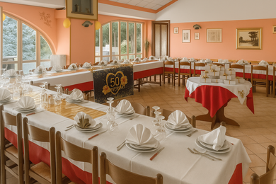 sala addobbata per evento