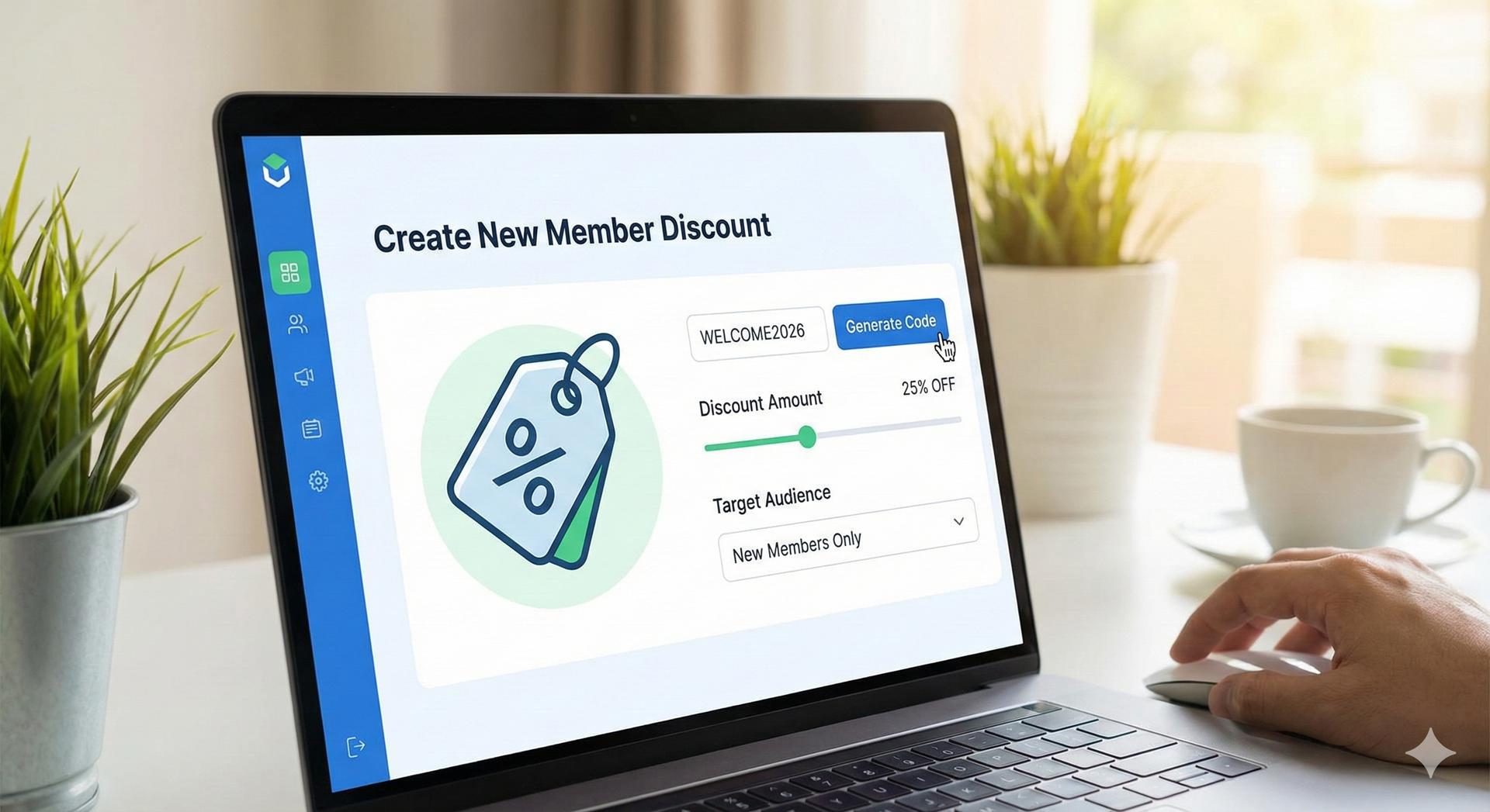 Stylized figures with raised arms, connected by curving lines, and a circle. Dark blue and yellow.