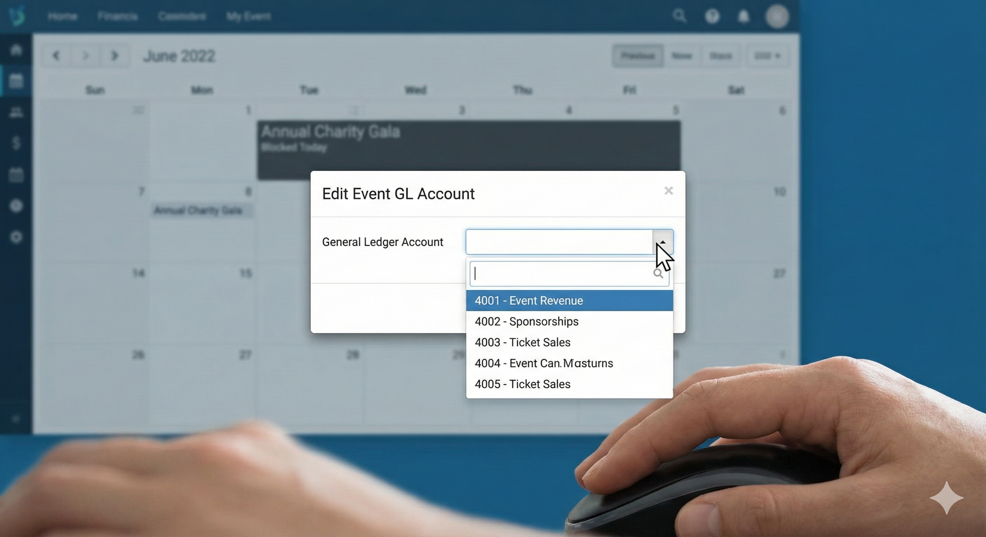 Stylized figures with raised arms, connected by curving lines, and a circle. Dark blue and yellow.
