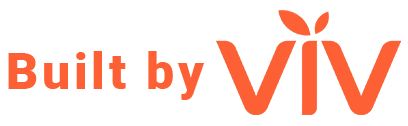The logo for built by viv is orange and white