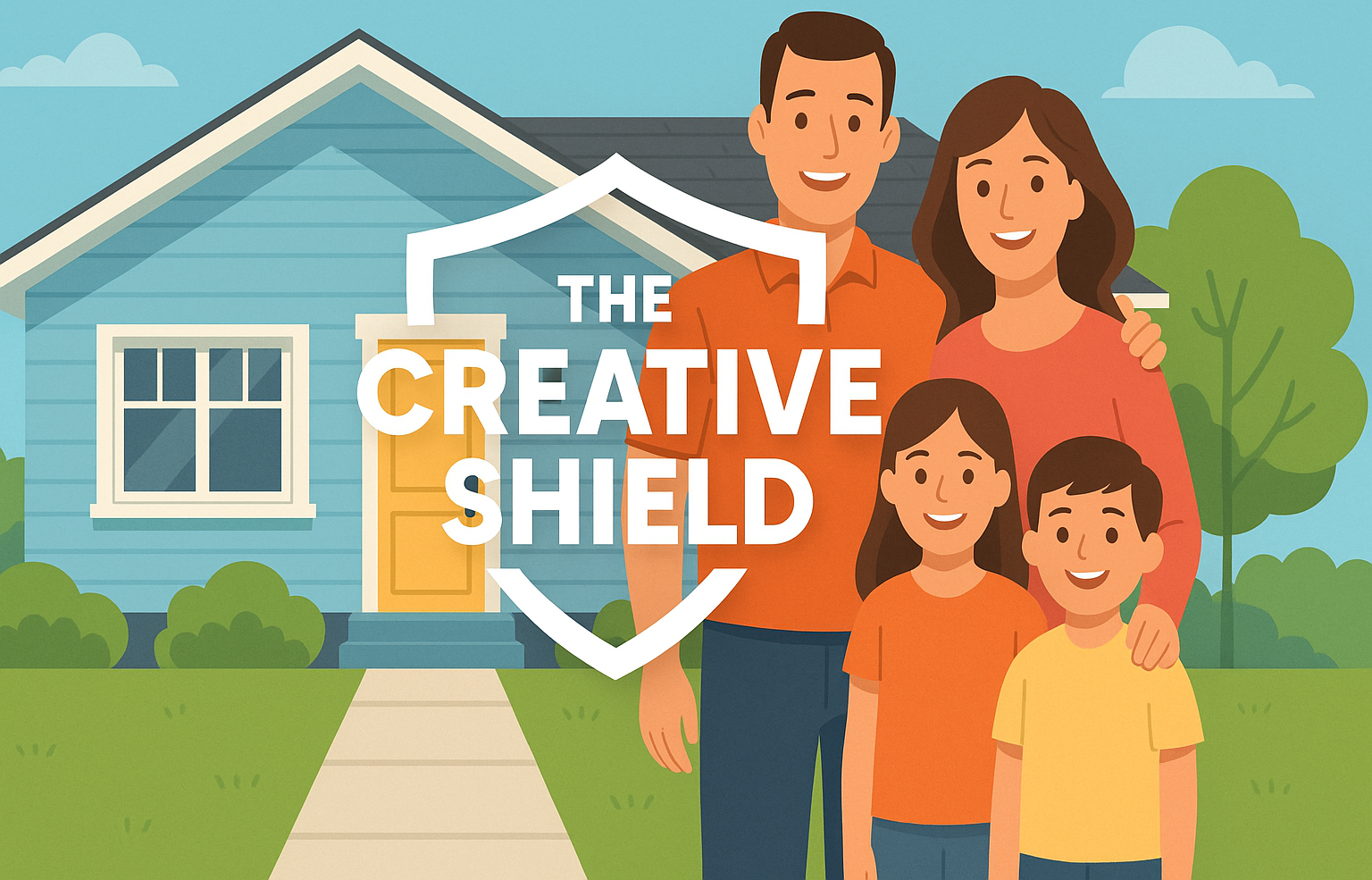 A cartoon shield with arms and legs is giving a thumbs up.