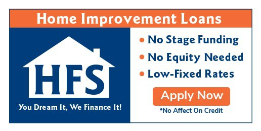 a blue and orange sign for home improvement loans