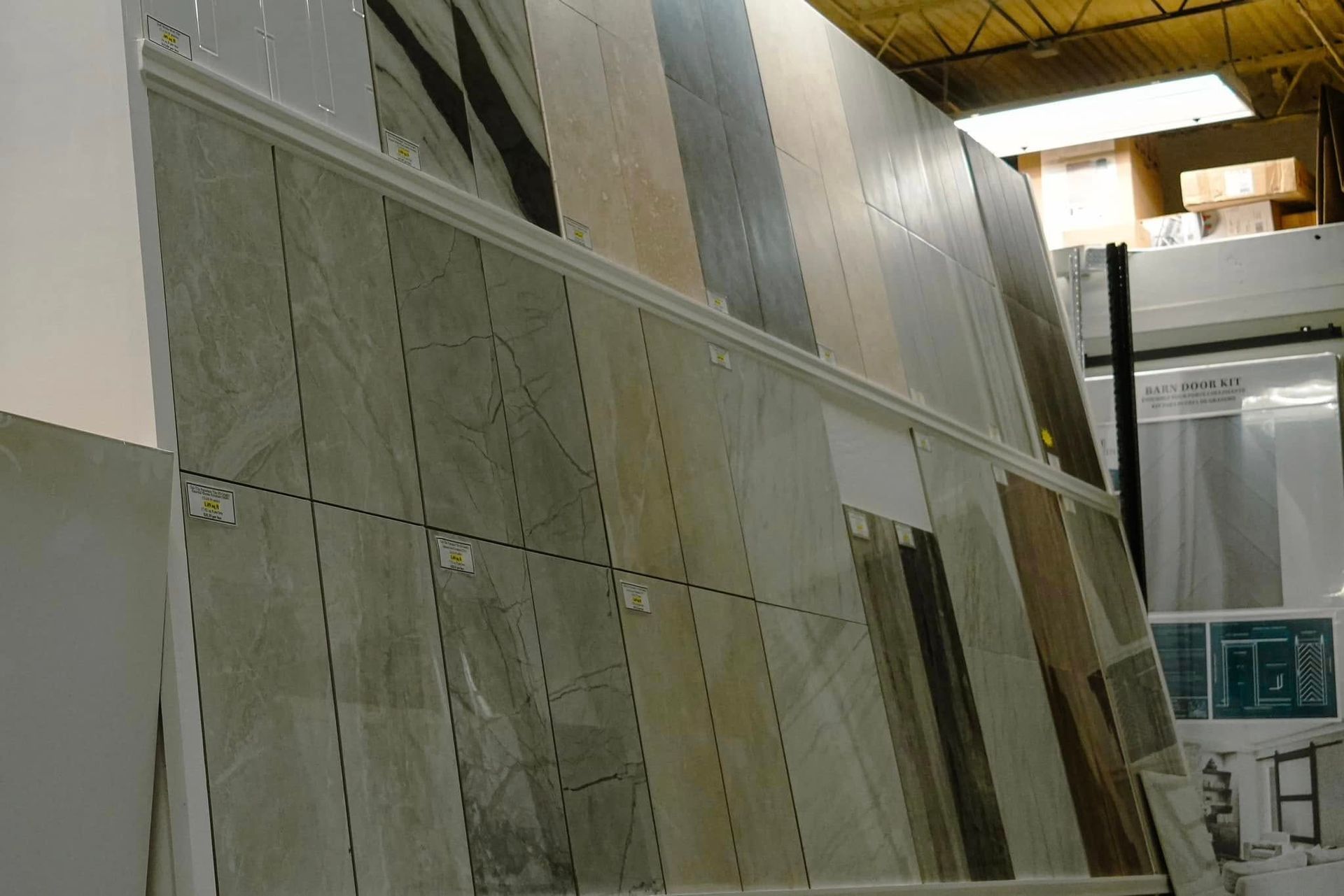 A warehouse filled with lots of tiles and boxes