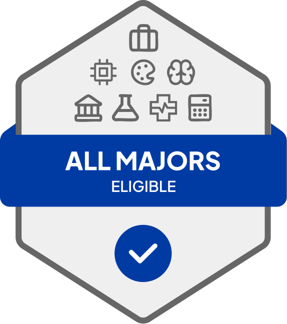 Badge with All Majors Eligible text