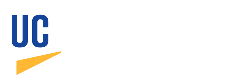 UC in blue letters above a gold triangle.