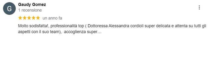 uno screenshot di una recensione su Google per Gaudy Gomez