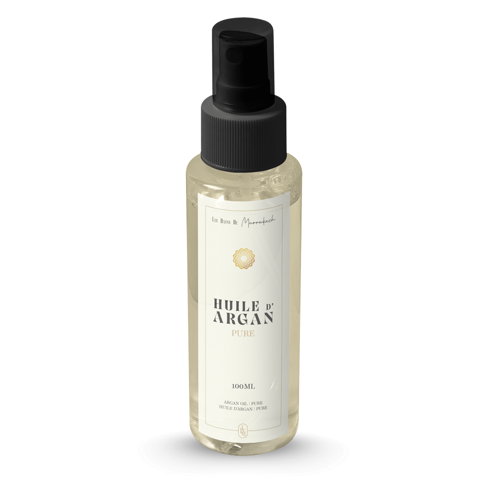 Huile d’argan pure 100ml, nourrissante et hydratante, idéale pour adoucir, protéger et régénérer la peau au quotidien.