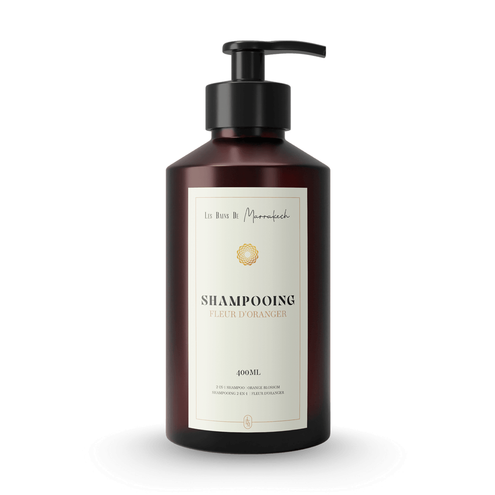 Shampooing Fleur d’Oranger, idéal pour nettoyer les cheveux en douceur et prolonger l’expérience Les Bains.