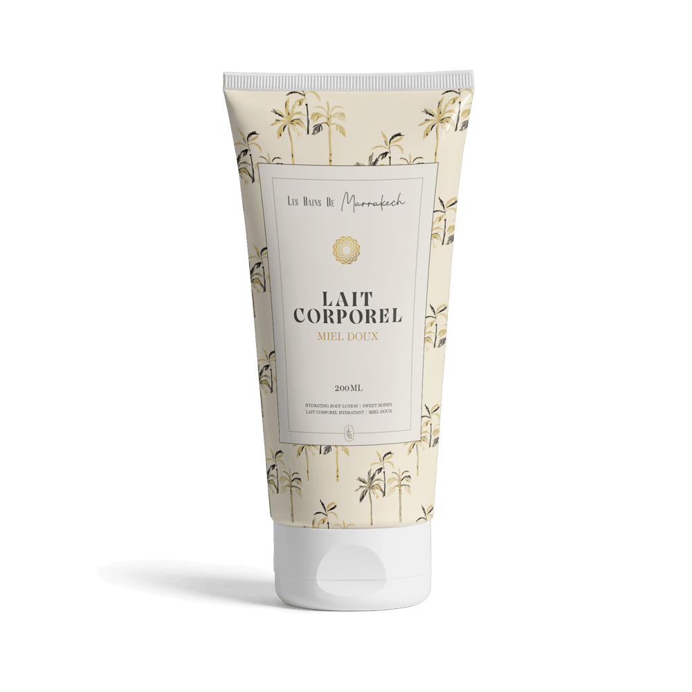 Lait corporel Miel Doux 200ml, nourrissant et enveloppant, idéal pour hydrater la peau et lui apporter confort et douceur.