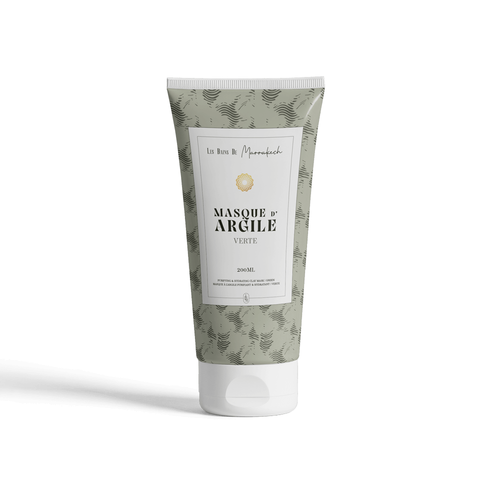 Masque à l’argile verte 200g, purifiant et hydratant, idéal pour offrir à la peau un soin frais et équilibrant.