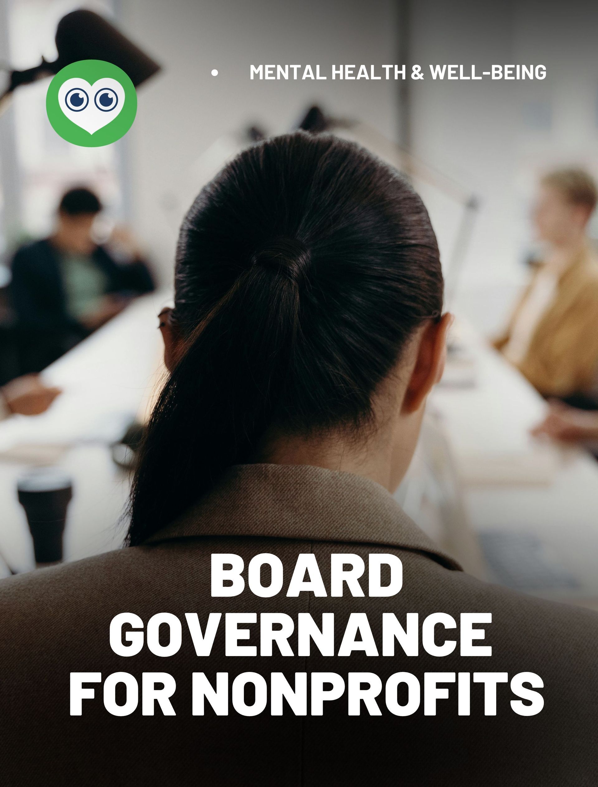 A poster for board governance for nonprofits shows a woman sitting at a table