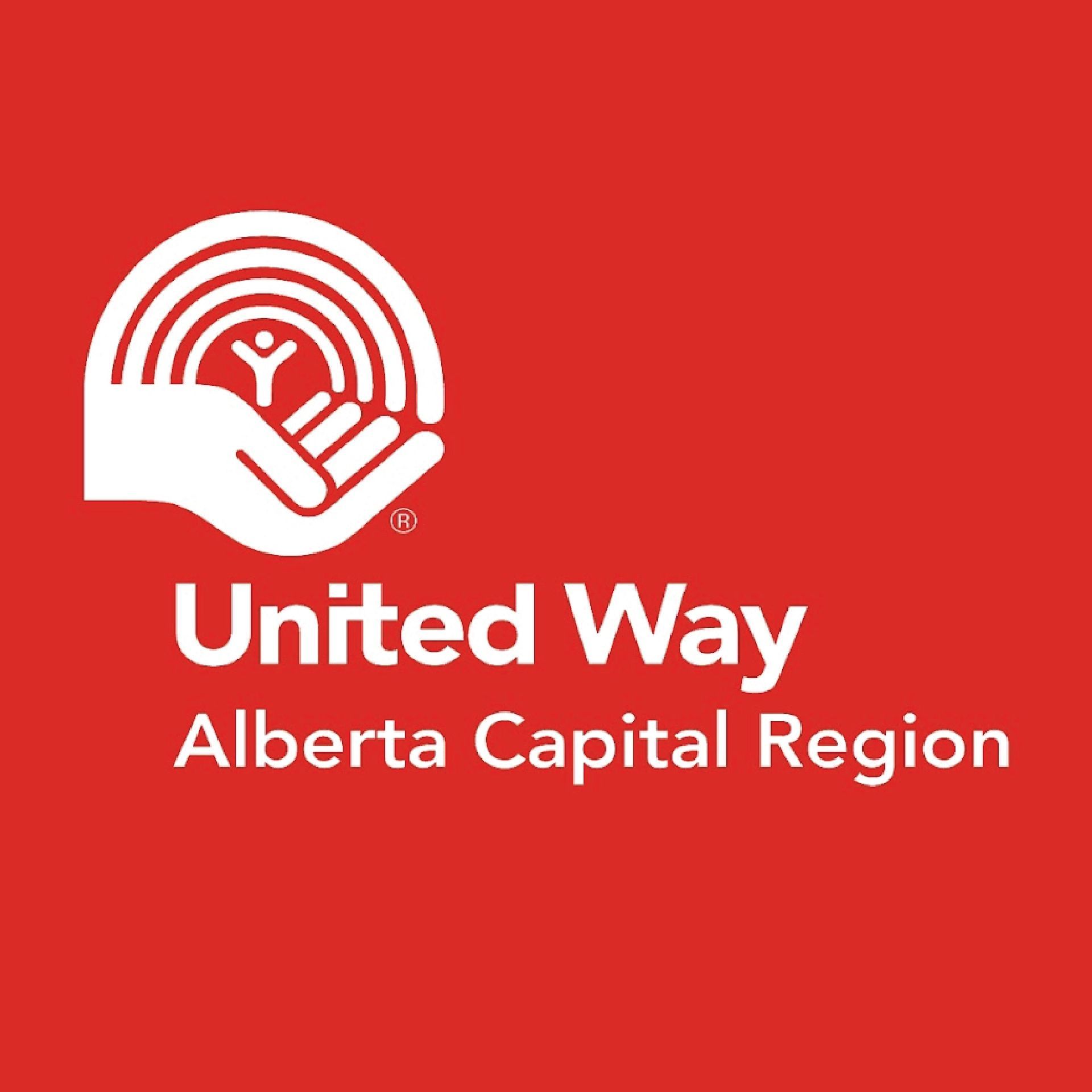 United way alberta capital region logo on a red background