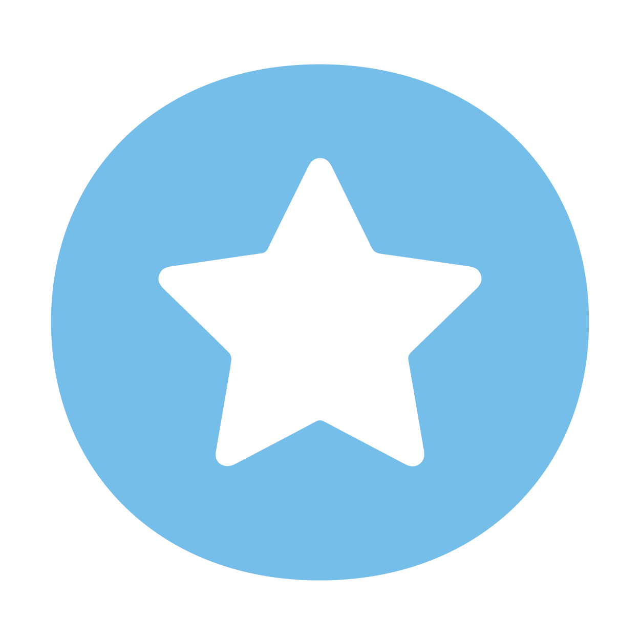 A white star in a blue circle on a white background.