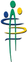 The logo for the mennonite central committee is a blue circle with a cross in the middle.