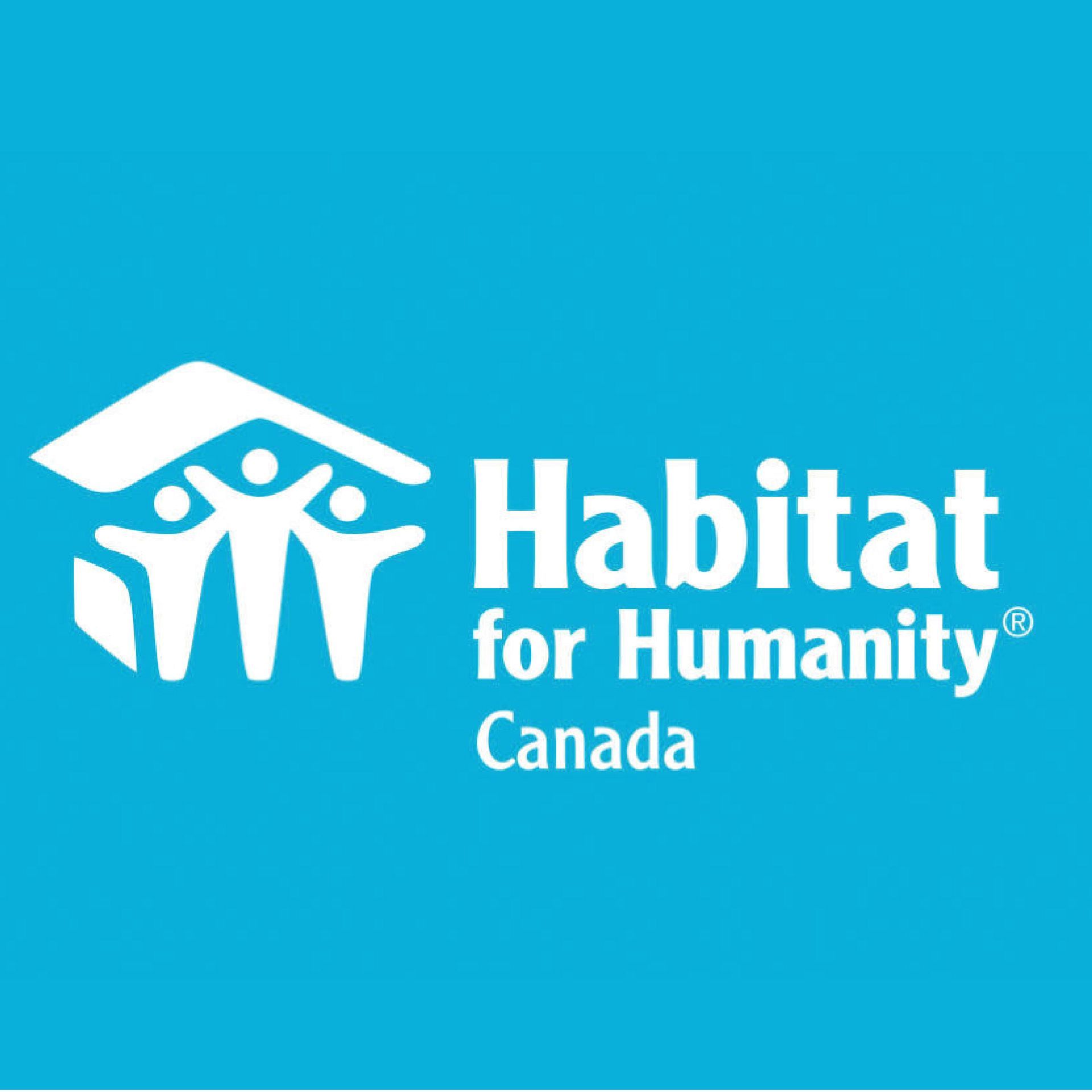 The habitat for humanity canada logo is on a blue background.