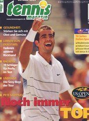 A man is on the cover of a tennis magazine.