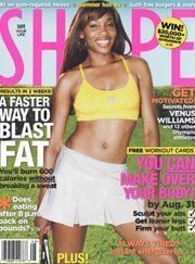 A woman is on the cover of a magazine.