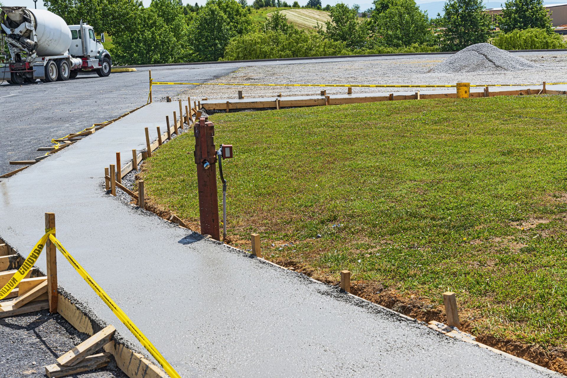 newly installed concrete sidewalk