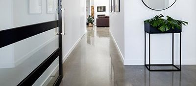 polished concrete flooring in modern Grand Rapids home