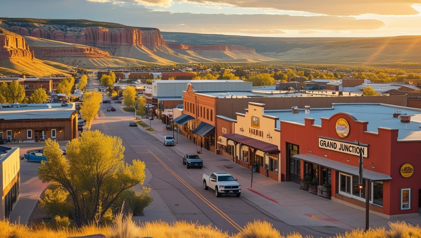 Grand Junction, Colorado with mountains in the background. 